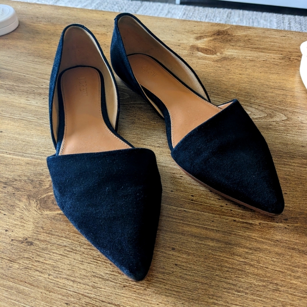 J. Crew black felt flats